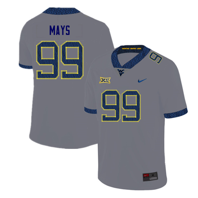 Men #99 Quay Mays West Virginia Mountaineers College Football Jerseys Sale-Gray - Click Image to Close